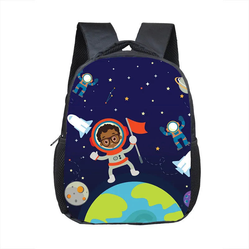 Children cartoon school bag with colourful design, waterproof polyester shell, and double straps