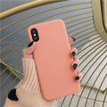 Silicone phone case for iPhone shown in wine red, light blue, grey, dark green, begonia, rose gold, bean green, and black colours.