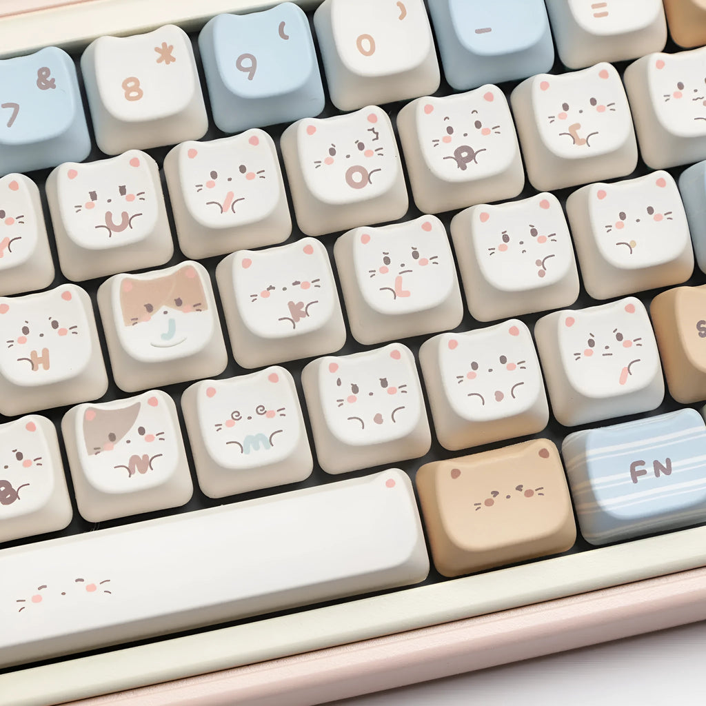 High Sea Salt Cat PBT keycap set for mechanical keyboards with March Past Space theme and 7u supplements
