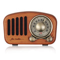 Retro wooden mini Bluetooth speaker in cherry or walnut finish showing compact size