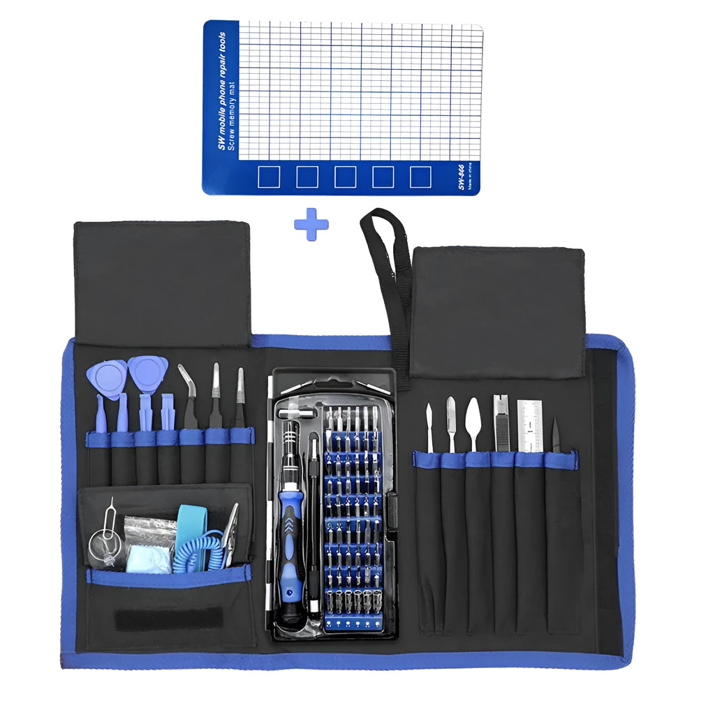 80-in-1 screwdriver set with chrome vanadium steel bits and magnetic handle in a black case