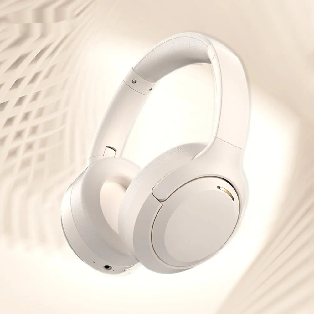Wireless Bluetooth headset in light brown colour over-ear design for cellphone and computer use