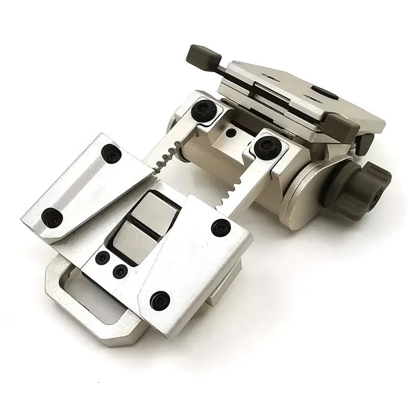 Dumper bracket tactical helmet accessory in black, brown and silver options for shooting sports equipment