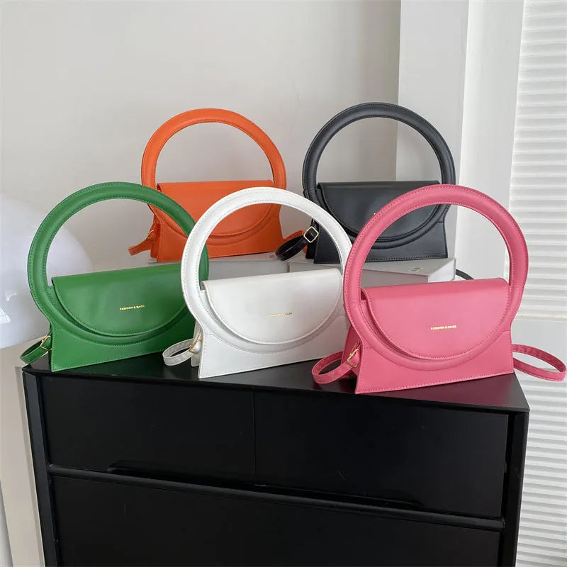 PU leather shoulder messenger bag with sandwich pockets in five colour options