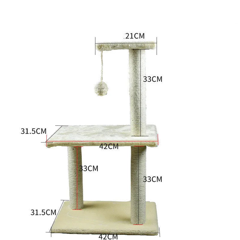 Solid wood cat climbing frame with integrated litter tree in grey colour option