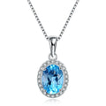 925 sterling silver geometric jewellery set with blue topaz gems including earrings, ring, necklace and pendant