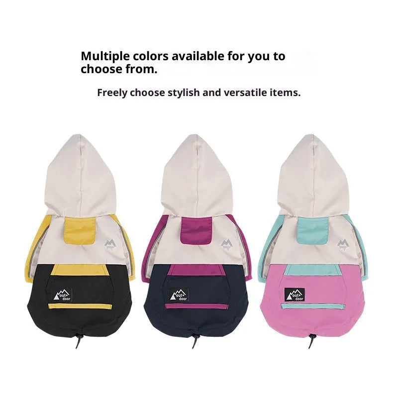 Waterproof candy colour pet jacket in yellow with anti-fouling polyester outer shell on a dog