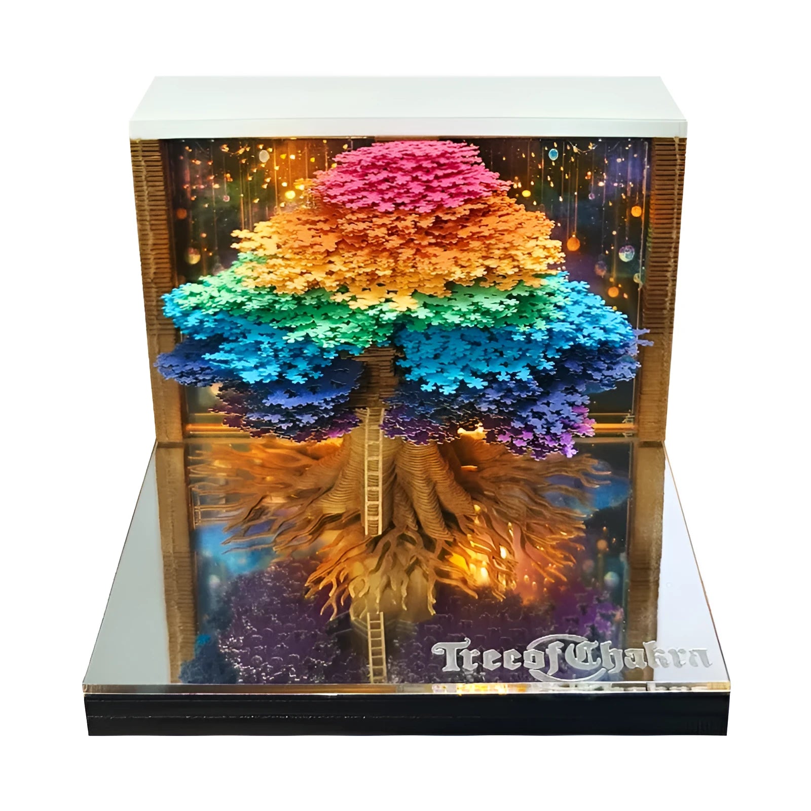 3D three-dimensional hand-torn paper carving Tree of Life ornament with 2026 weekly calendar