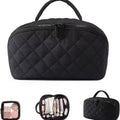 Women's large capacity portable makeup bag in avocado green polyester with modern simplicity style