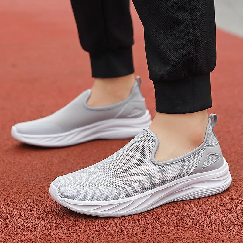 Lazy Hollow Breathable Mesh Cloth Shoes in black, flat heel, round toe, mesh upper