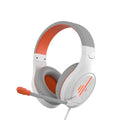 Lightweight backlit stereo gaming headset in black orange, white orange or white powder with adjustable headband