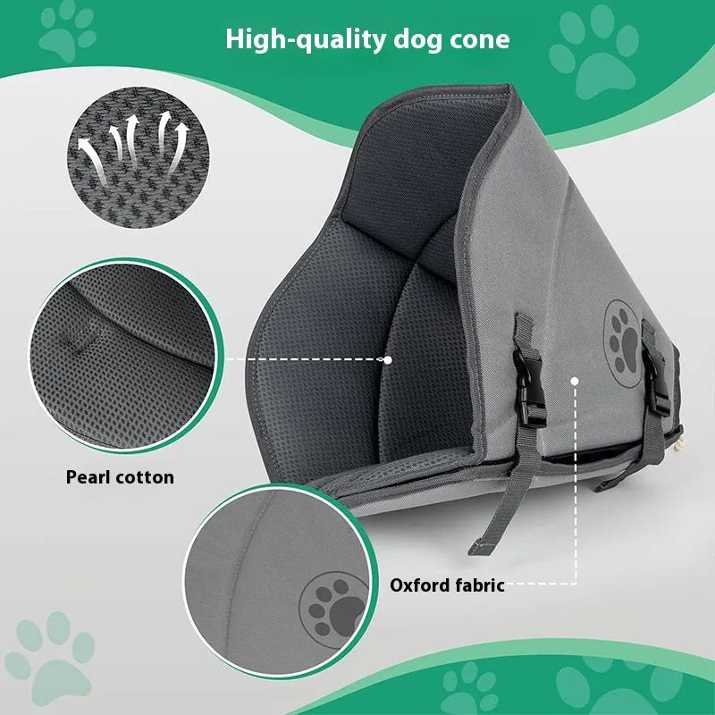 A soft, adjustable polyester recovery collar ring for pets, shown in single and double-layer styles.