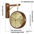 Modern double-sided round wall clock with wood casing, glass mirror, and European-style design