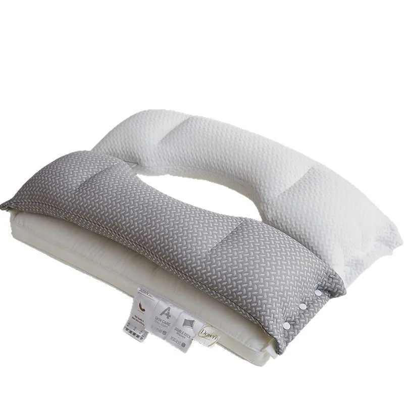 Double-layer chemical fibre pillow for cervical support in low loft style, 40x60cm adult household pillow