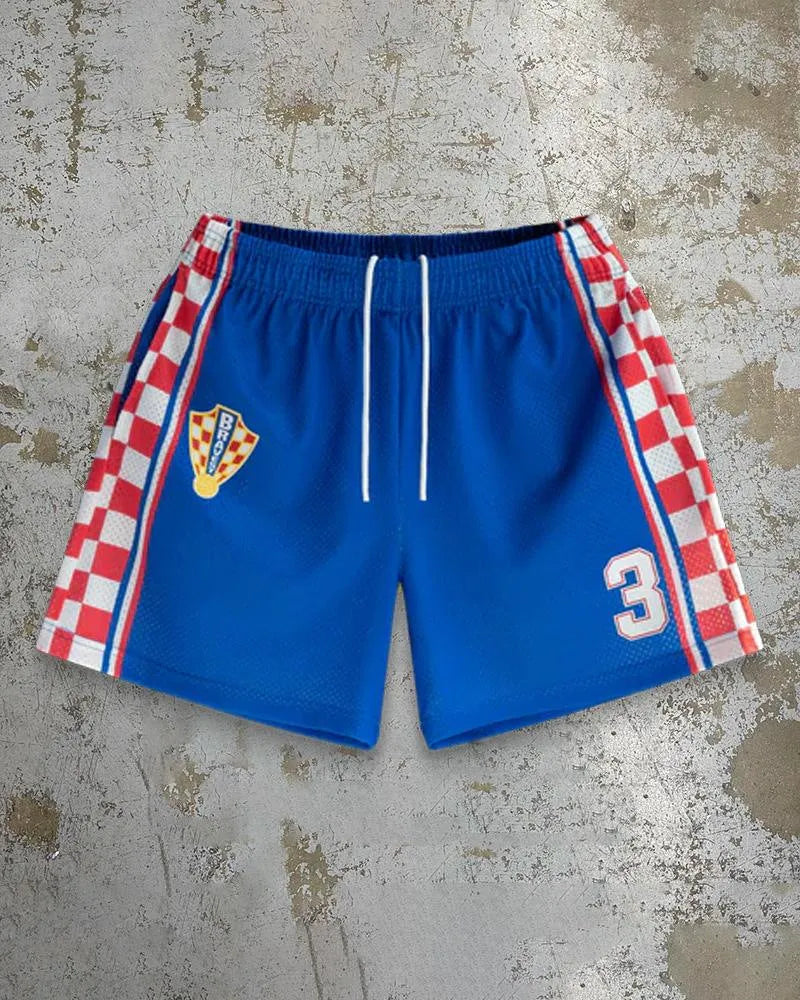 Men's quick-drying beach shorts in milk silk polyester with digital printing pattern and elastic waist