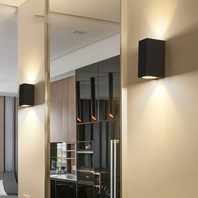 Black aluminium wall lamp with LED light source in 10W or 12W power options