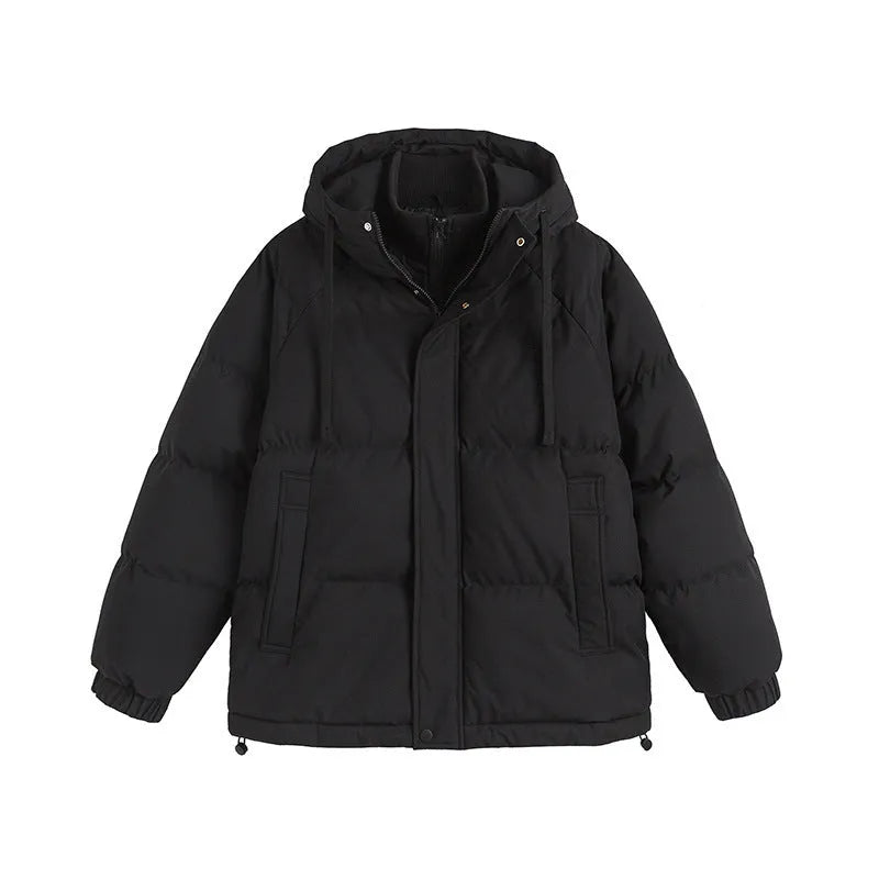 Loose winter padded jacket in multiple colours with side seam pockets and cardigan design