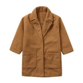 Brown children's woolen coat with suit collar and long sleeves for toddlers 1-3 years