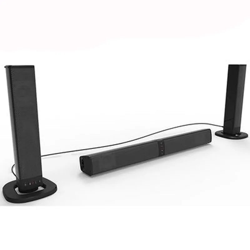 Black foldable split Bluetooth speaker with four speakers, TF card slot and radio, dimensions 490x50x50mm