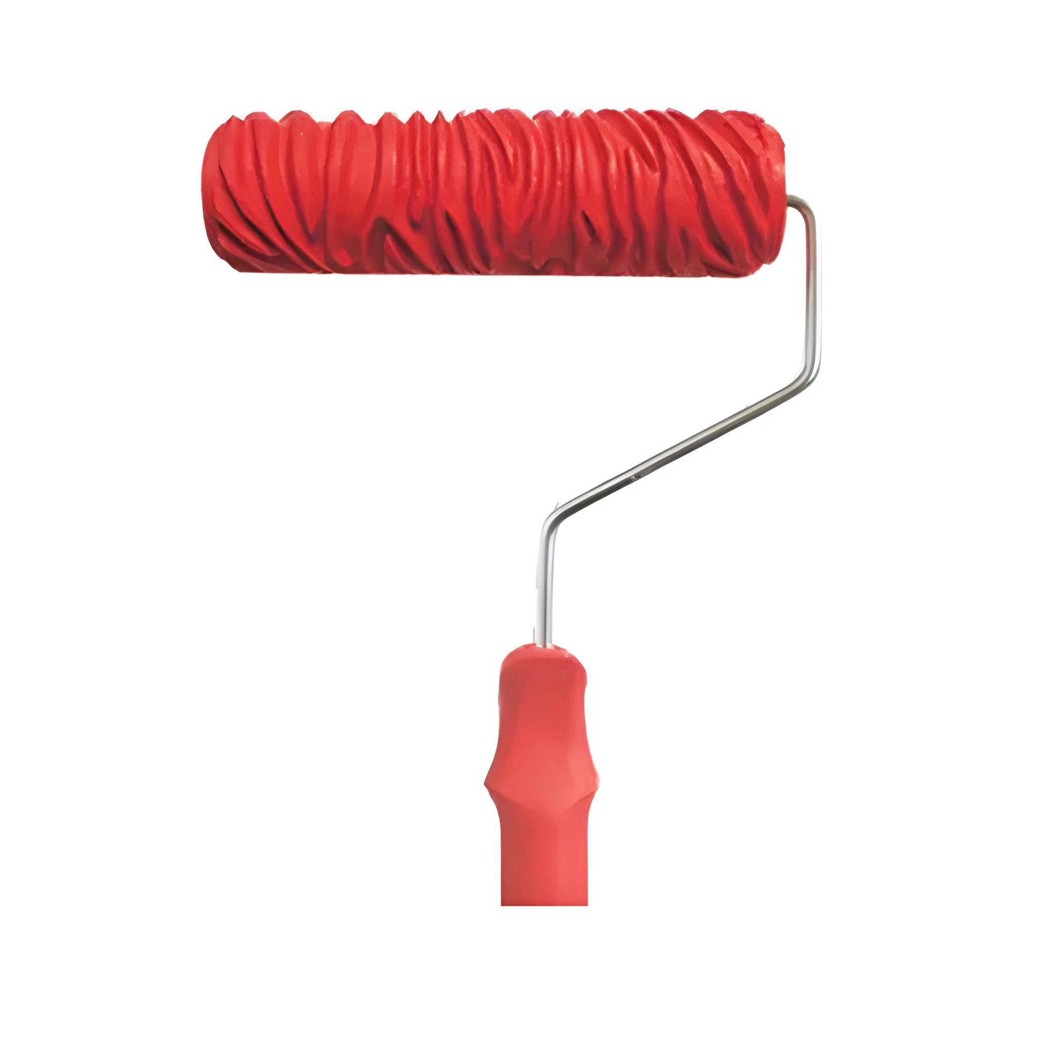 Red 7 inch textured paint embossing roller with rubber pattern head for DIY wall decoration