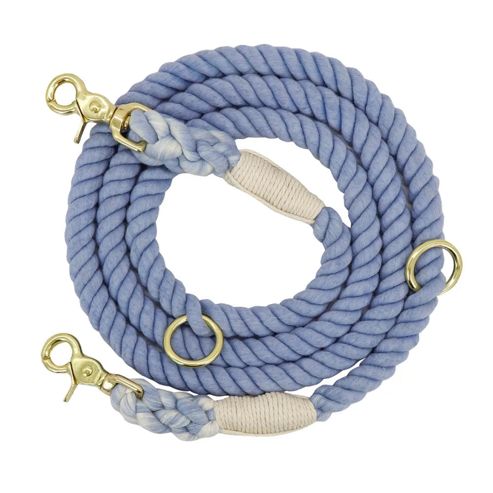 Gradient colour dog collar and leash set 180cm nylon rope metal chain pink