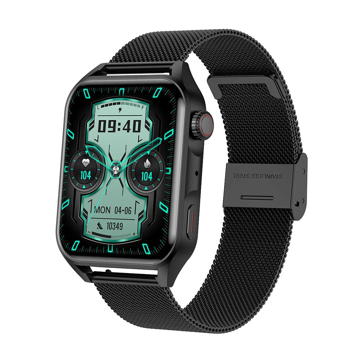 Pink AMOLED NFC smart watch on a silicone strap, showing a colourful watch face on its 1.8-inch screen.