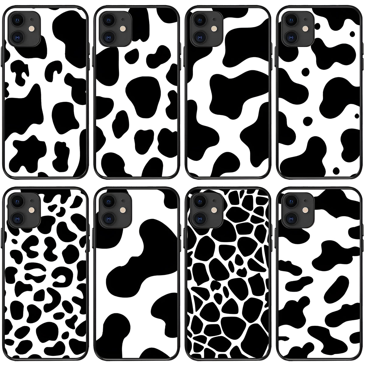 Milk pattern TPU back cover for Apple iPhone with grid and leopard print design, painted finish