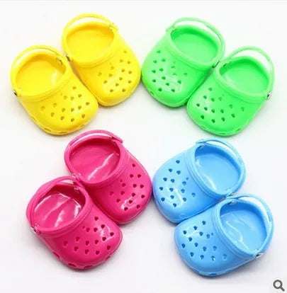 Plastic doll beach slippers fashion accessory for 1/3 scale dolls in blue, red, yellow, and green colour options