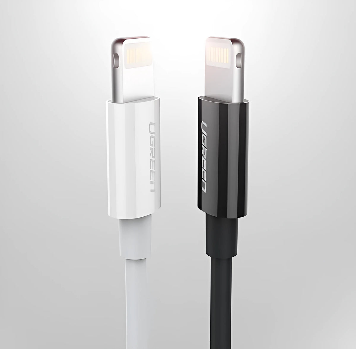 Apple MFi certified Lightning data cable in black with TPE cover and USB connector end