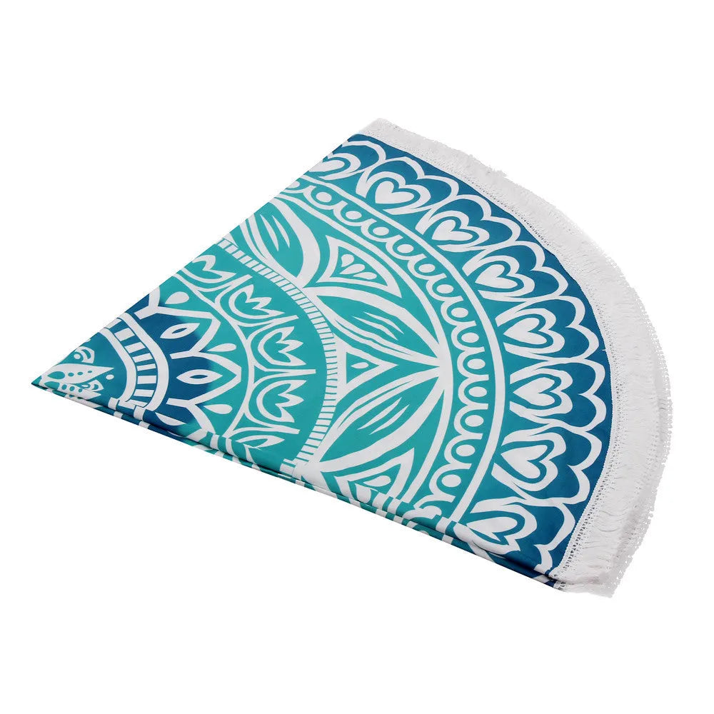 Round polyester bath towel with digital print, 150cm diameter, in style option 1