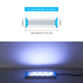 Ultra-thin PVC aquarium light in blue and white, shown next to a fish tank.