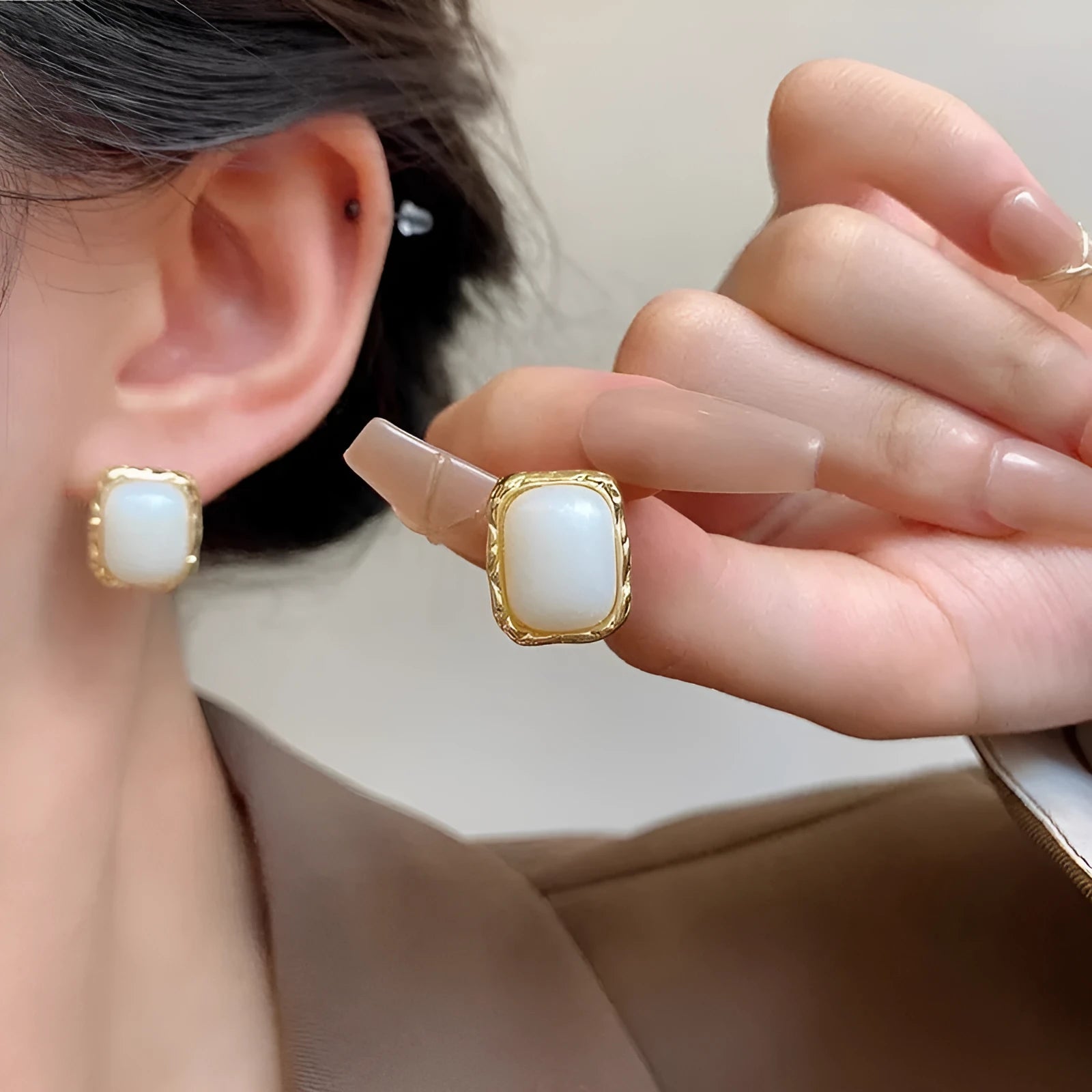 Hand-woven geometric circular earrings with Korean style design in X0439 colour