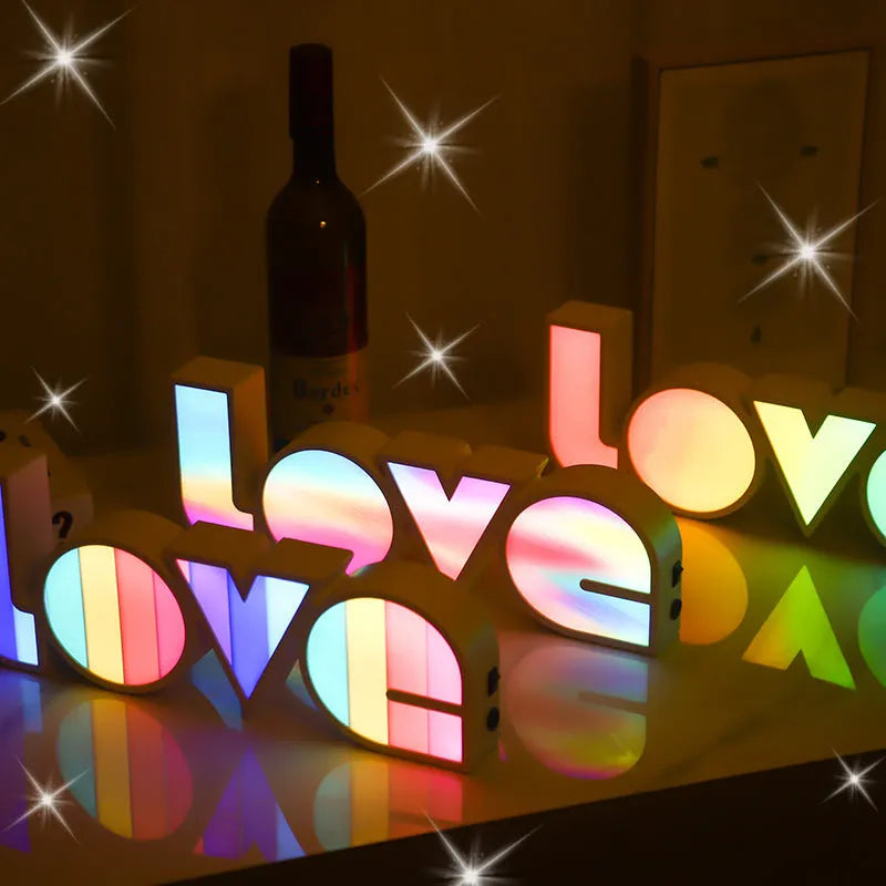 Rainbow lampshade LED LOVE light for Valentine's Day and wedding decoration