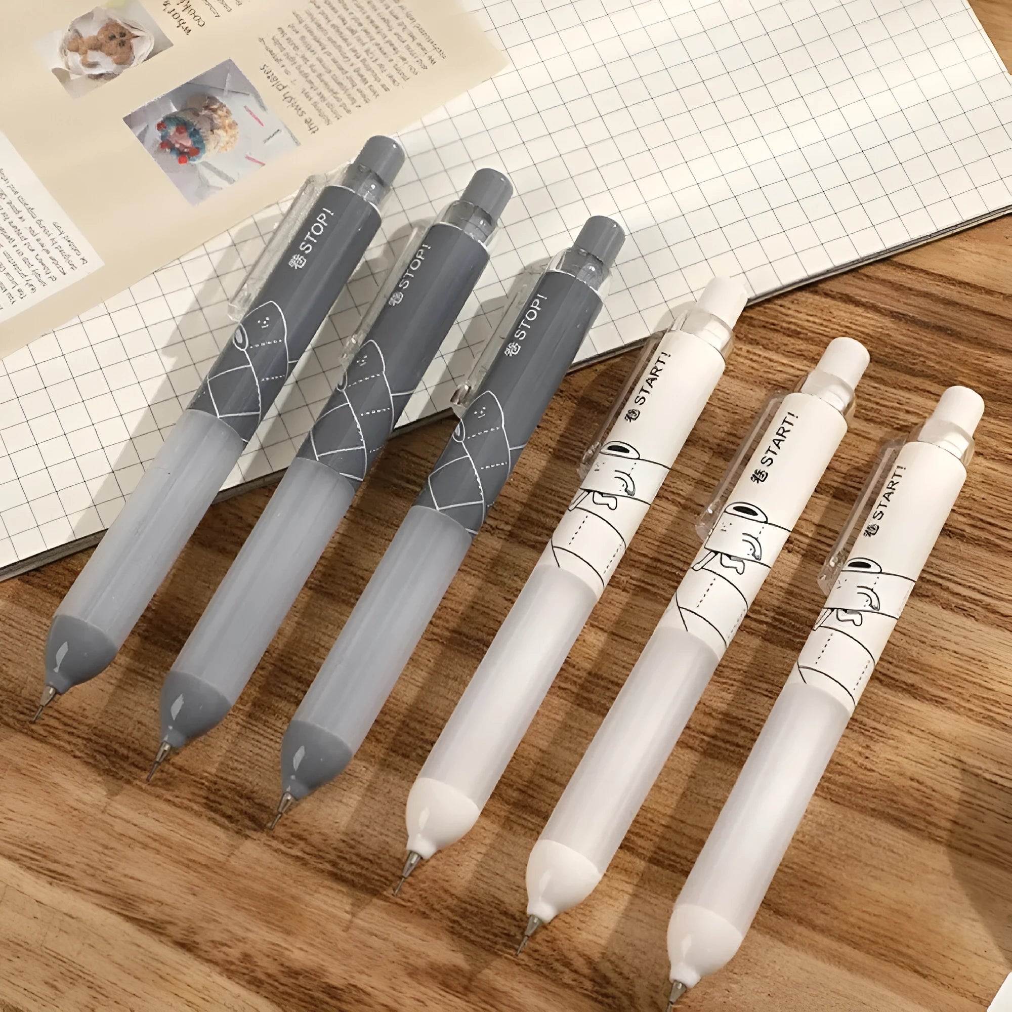 0.5mm automatic pencil with cloud grip in black and white colour options