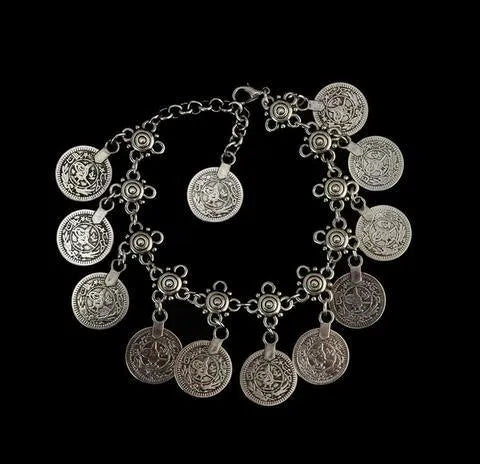 Women's alloy plated geometric anklet chain in main colour, European American style, individually packed