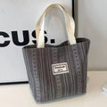 Japanese style large capacity corduroy shoulder tote bag in dark brown colour.