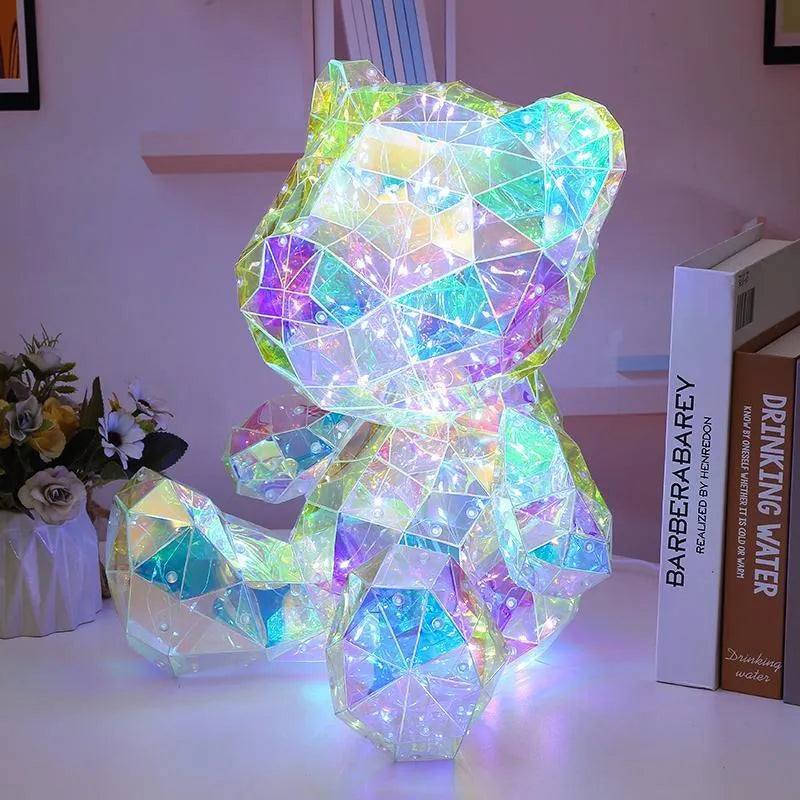 Illusory Glow Christmas Tree decoration in PET material with USB cable, glowing on a festive tabletop