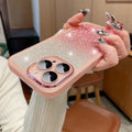 Transparent magnetic glitter gradient iPhone case showing silver electroplated finish on TPU soft rubber