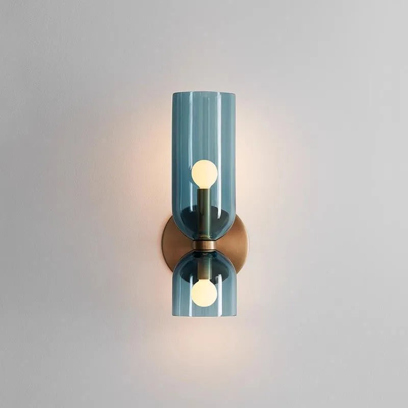Glass wall lamp for living room background wall, Nordic style, in white, blue or smoky grey, 110V-220V
