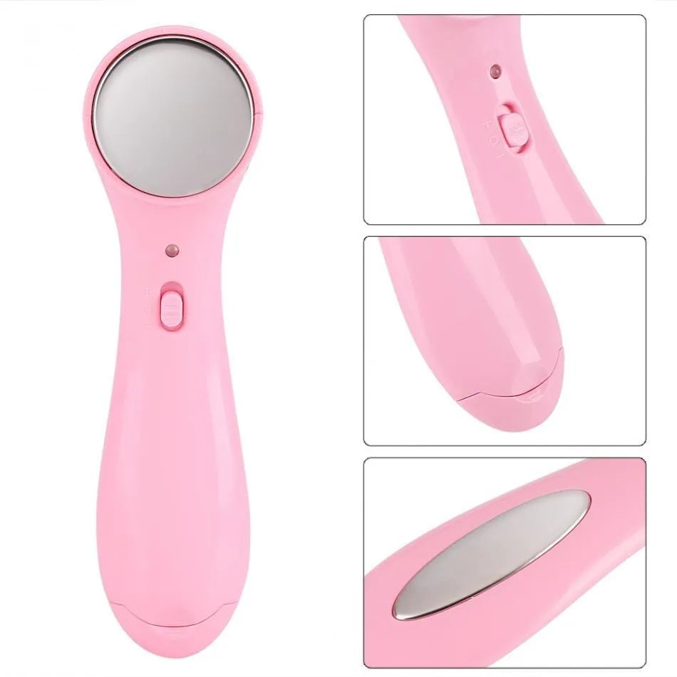 Electric facial massager in white: ultrasonic and ionic skin firming device with wrinkle removal function, approx 15cm long