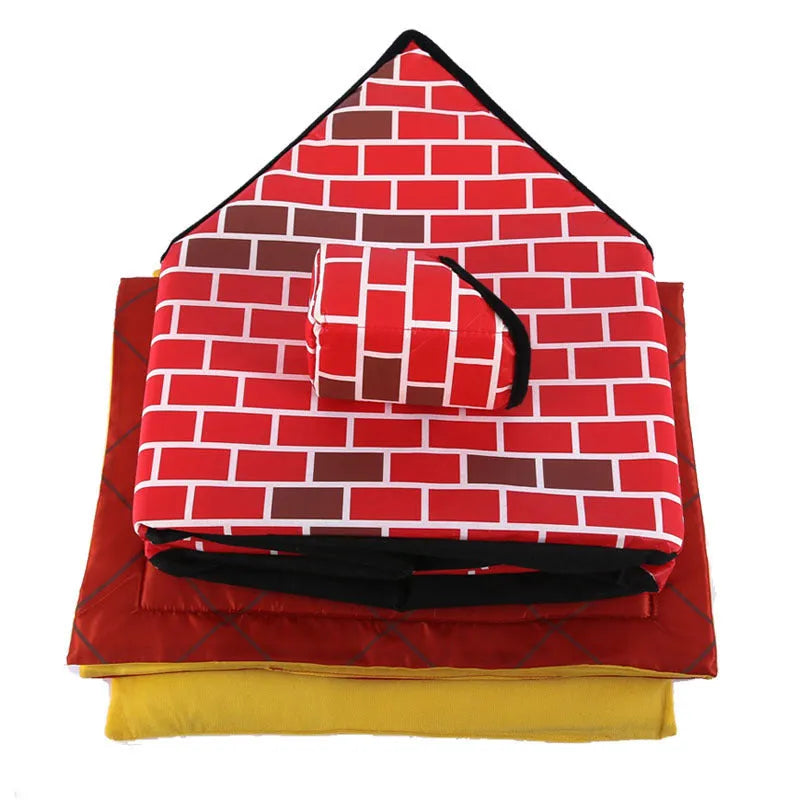 Cat litter chimney villa brick red with removable cushion, 39x40.5x44cm, high density sponge support