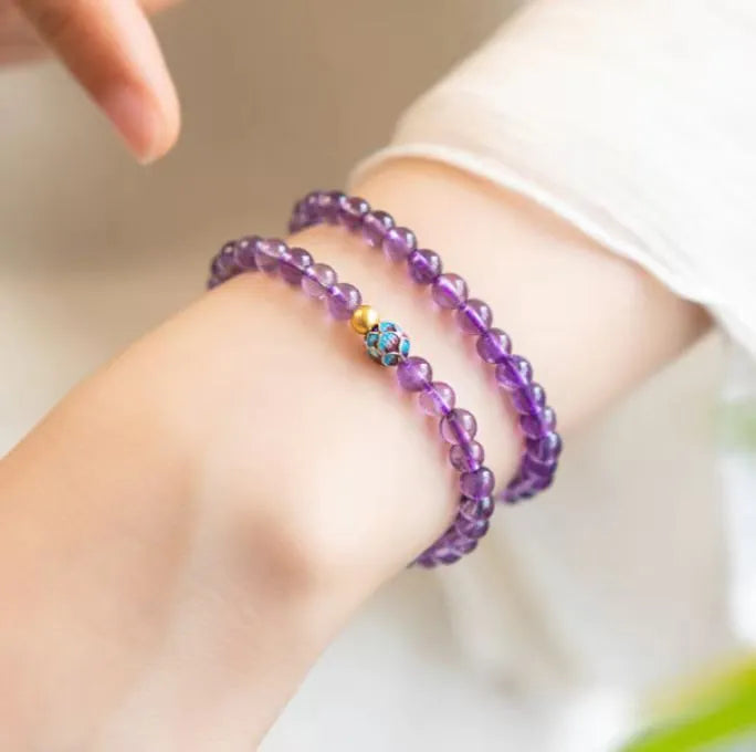 Nine Purple Lotus bracelet retro style women's mixed material bracelet