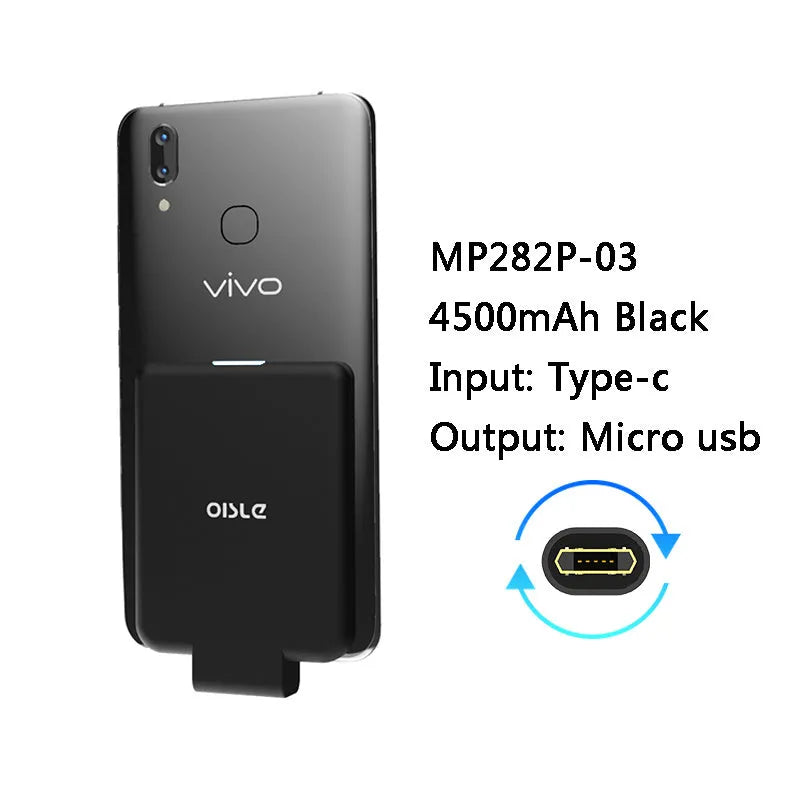 Back clip battery portable charger with magnetic clip in multiple colours