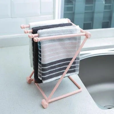 Foldable plastic kitchen towel rack in Nordic colours with punch-free installation