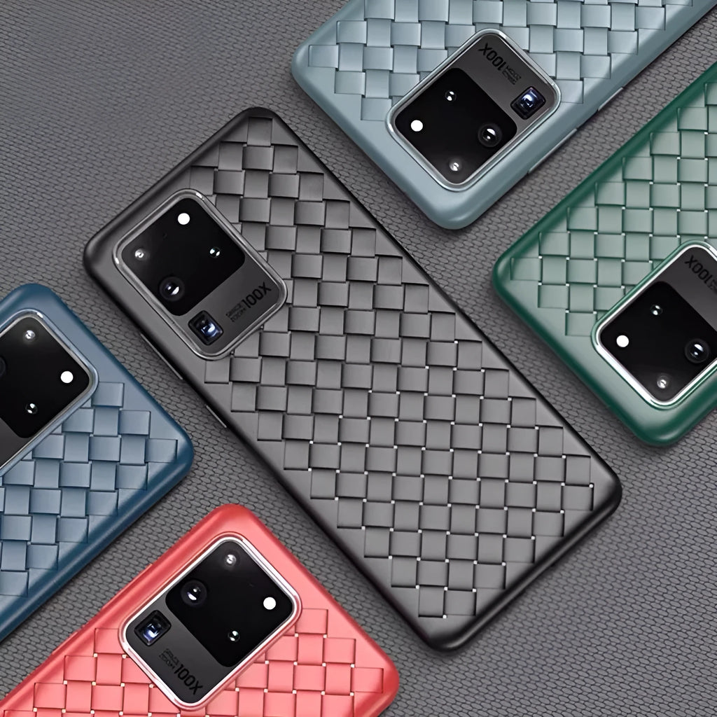 Woven TPU back cover case for Samsung S20, S20plus, S20 ultra, Note10, Note10pro in pure colour finish