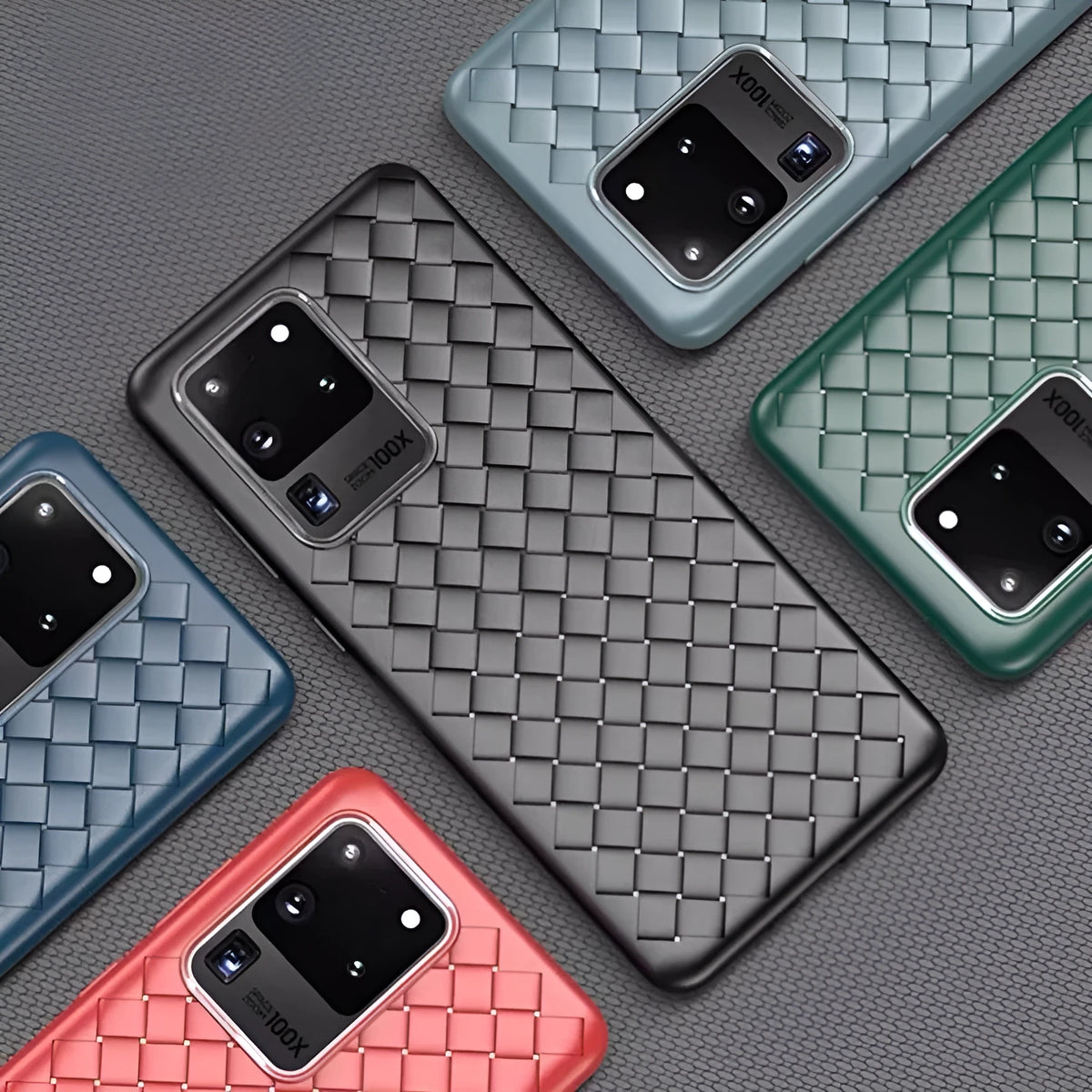 Woven TPU back cover case for Samsung S20, S20plus, S20 ultra, Note10, Note10pro in pure colour finish