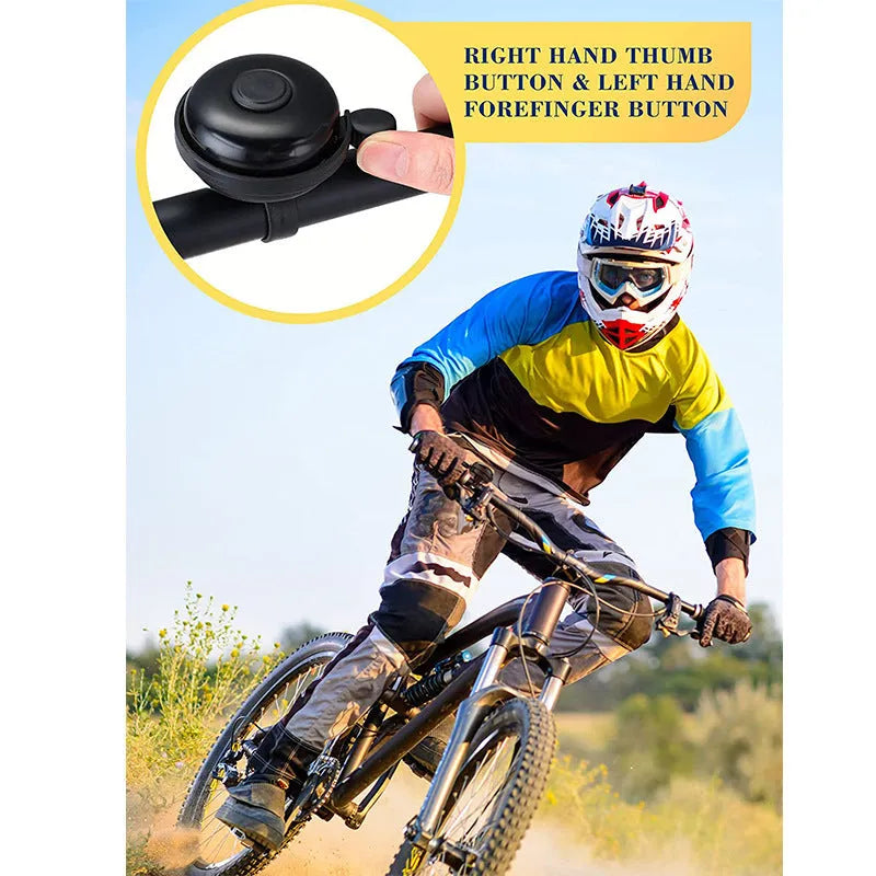 Black flat bicycle bell with 58mm diameter for mountain bike handlebar mounting