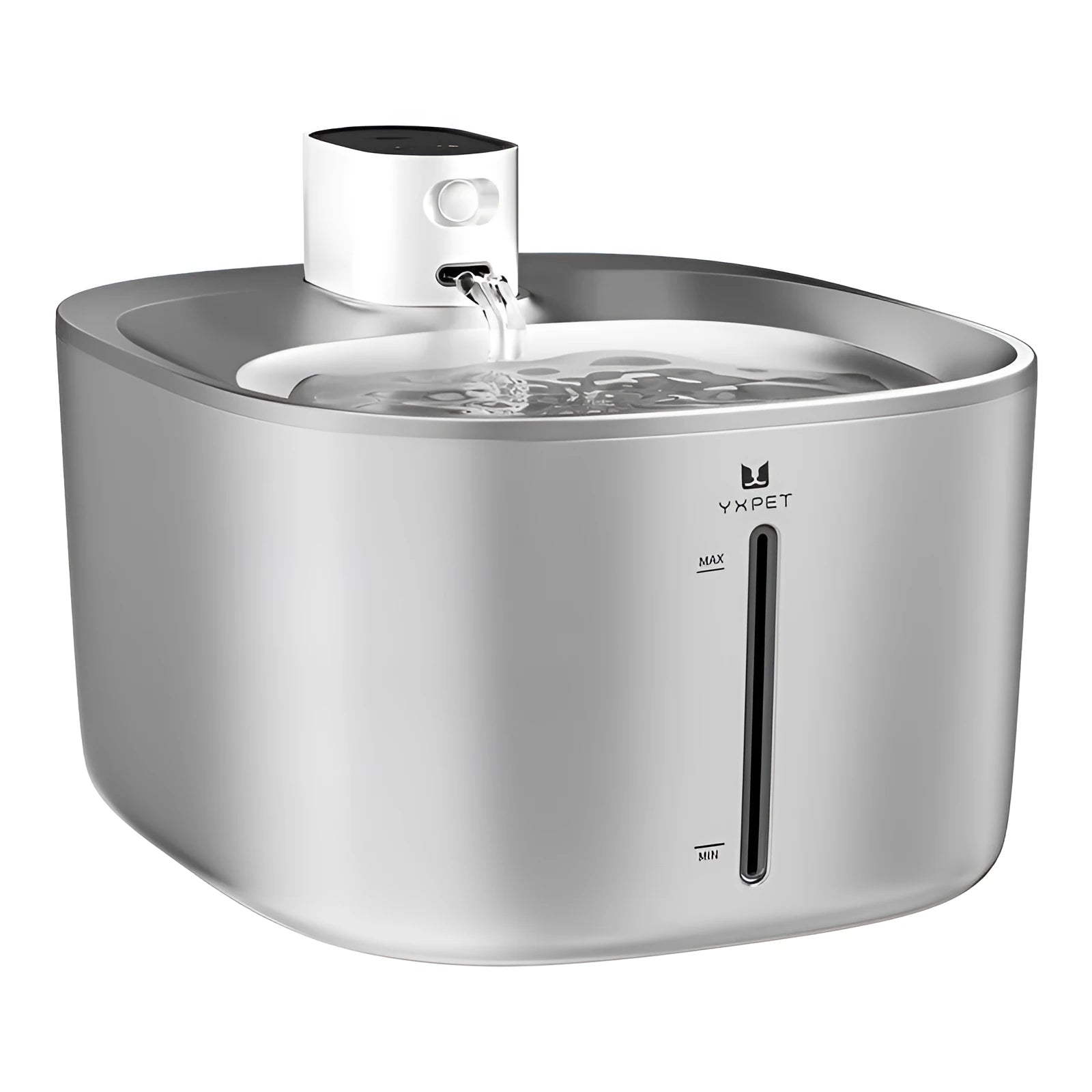All stainless steel automatic pet water dispenser with 4 litre capacity and rechargeable battery
