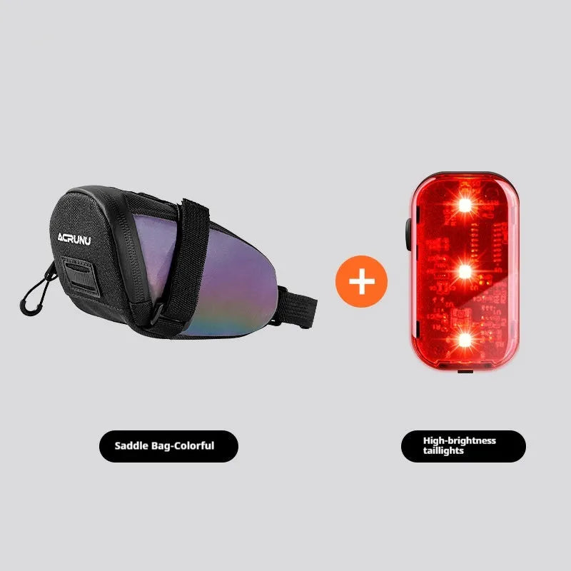 Bicycle waterproof rear bag 1.5L hanging taillight 15x8x8cm in black brown light purple colourful