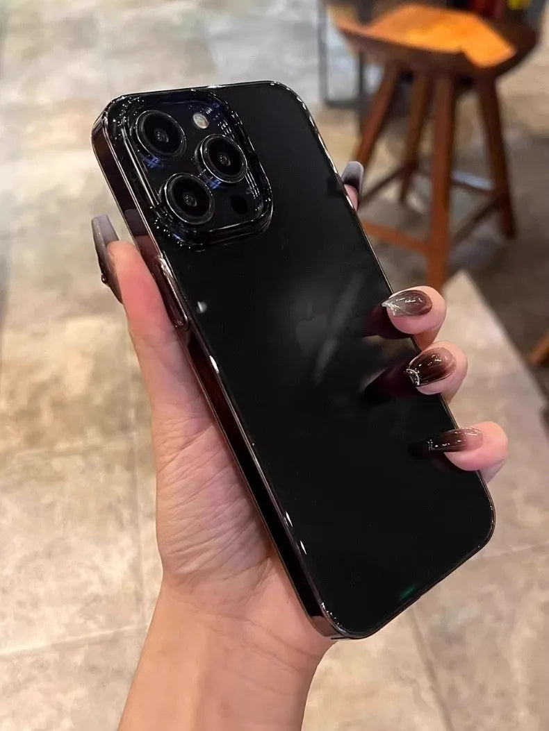 Ultra-thin transparent PC hard shell phone case for iPhone with glossy finish and large camera cutout